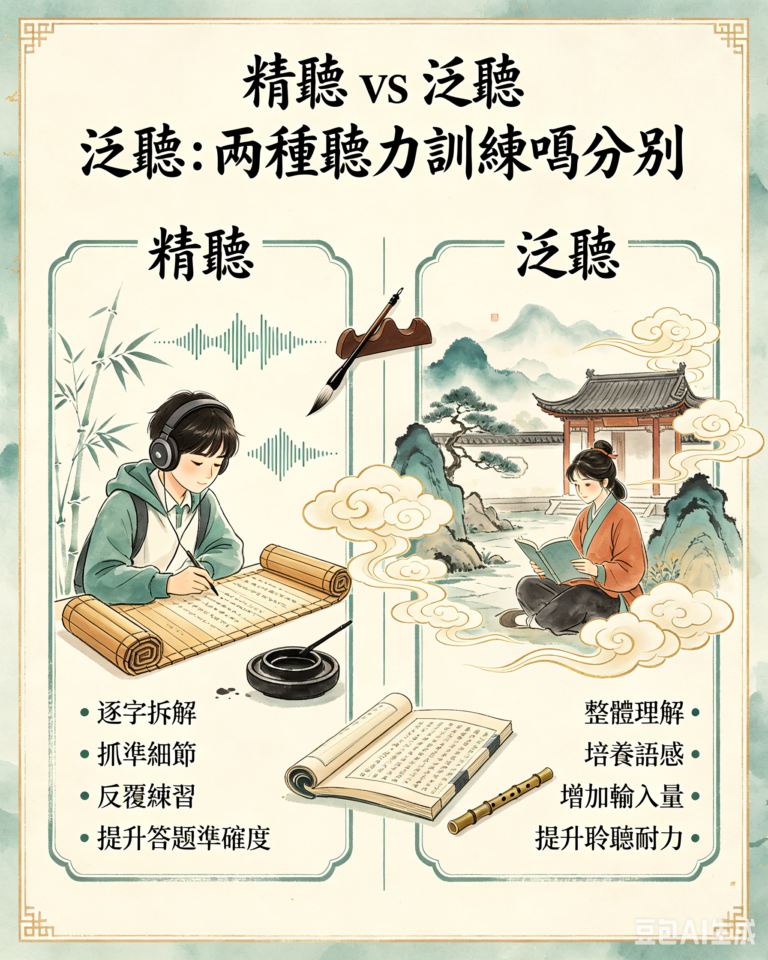 精聽 vs 泛聽：兩種聽力訓練嘅分別
